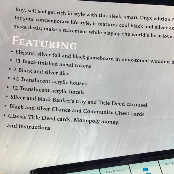 Monopoly Onyx Edition 2006 Game Hasbro Silver Black Parker Brothers Board Stand - Picture 13 of 16